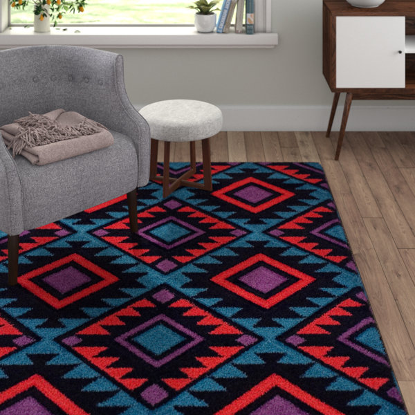17 Stories Spaldings Black/Red/Blue Rug & Reviews Wayfair.co.uk